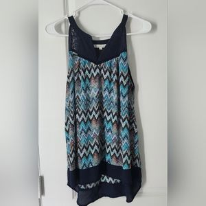 Daniel Rainn Size Large Halter tank shell Blue Floral